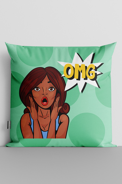 TicaretJet غطاء وسادة وسادة مطبوع رقميًا مزدوج الجوانب من Popart للسيدات Omg ...