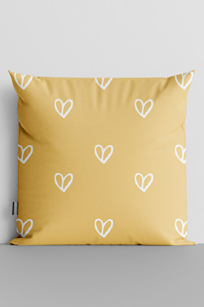 TicaretJet White Hearts Double Sided Digital Printed Pillow Throw Pillow Cove...