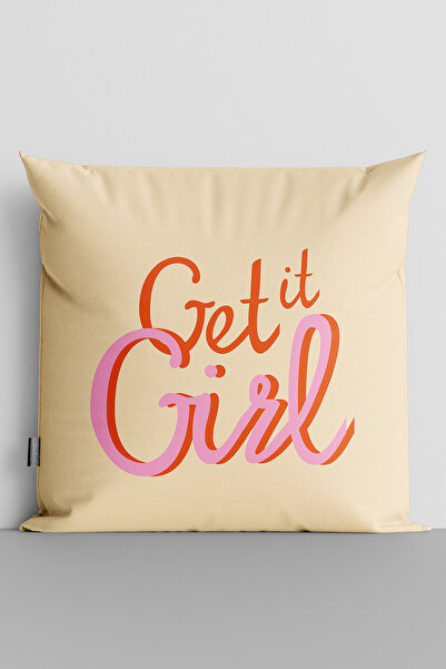 TicaretJet غطاء وسادة لغرفة الأطفال مطبوع عليه نصًا من Get It Girl مطبوع رقمي...