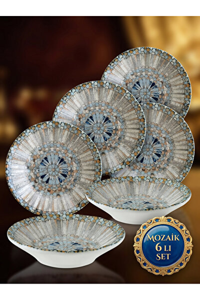 Bonna Porselen Luca Mozaik Acem Tea Plate (6 Pieces 11 cm)