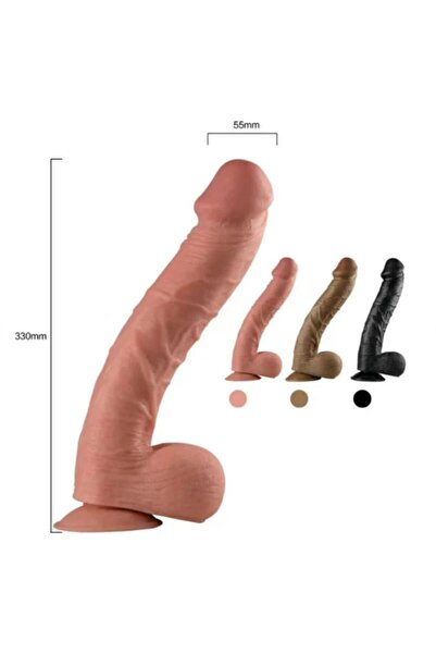 Sensvia Ultra Realistik 33cm Kıvrımlı Melez Dildo Ten Hissiyatında