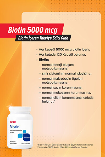 GNC Biotin 5000 mcg 120 Kapsül