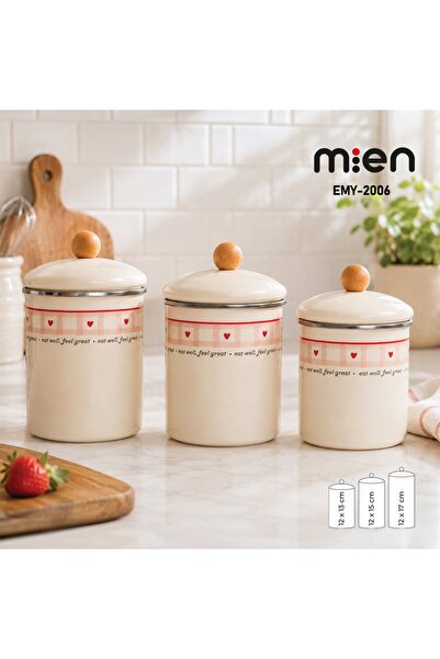 MİEN Cutie 3-Piece Enamel Jar Set (13/15/17cm)
