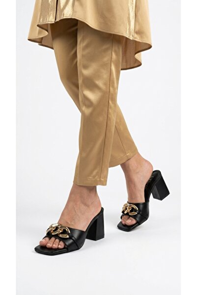 Eysha Rakyne Women's Leather Ring Interlocking Sailor Gold Buckle Square Heel...