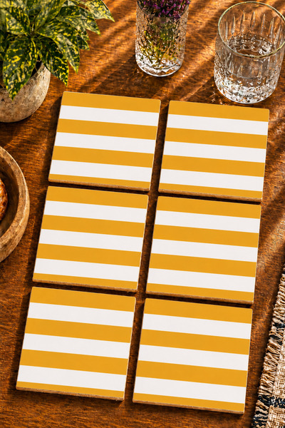 JHAAR Horizontal Stripes Modern Set of 6 Coasters - Uv Printing Mdf - 10X10 cm
