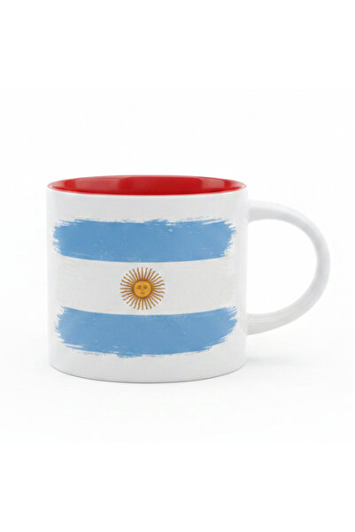 AKDC White Ceramic Coffee Mug 350 ml – Brushstroke Design with Red Interior |...