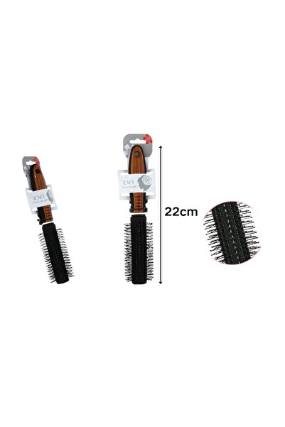 idei Perie cilindrică rotundă de coafat 22cm mâner efect lemn, peri implantat...