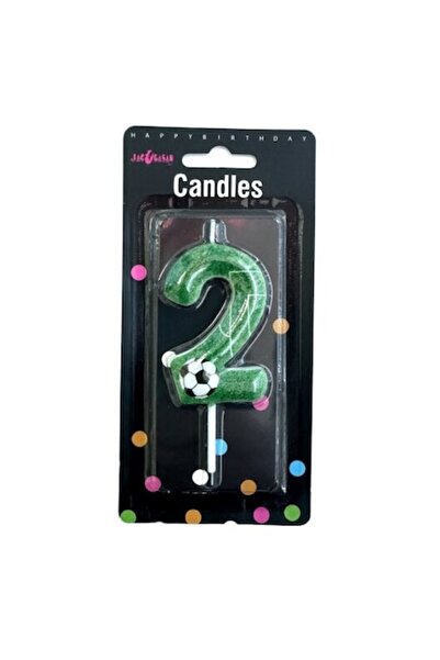 OEM Lumânare pentru tort numărul 2, design fotbal, 6cm