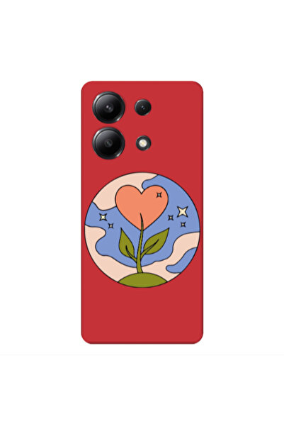 Other Xiaomi Redmi Note 13 4G Hearted Flower Red Colored Silicone TPU Θήκη