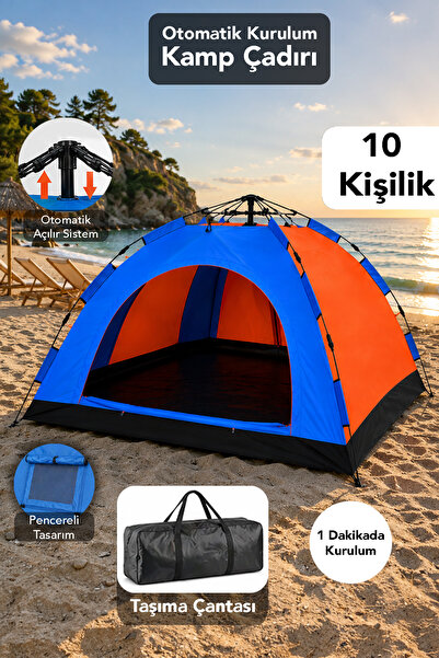 Fischer 10 Kişilik Pratik Çadır - Su Geçirmez Otomatik Hızlı Kurulum Bahçe Ka...