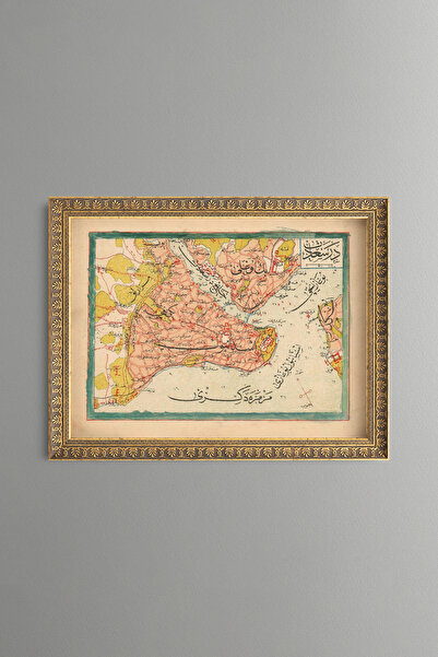 epiqart خريطة اسطنبول 1909 - لوحة بنمط عتيق - نموذج رفيع - ملحوظة: نموذج رفيع...