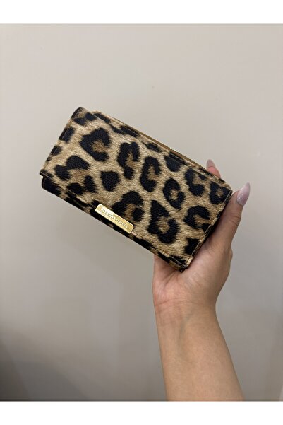 PurpleART Polo Women's Leopard Patterned Multi-Compartment Zippered and Snap-...