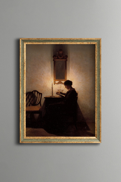 epiqart Woman Reading a Book - Vintage Patterned Painting - Fine Model