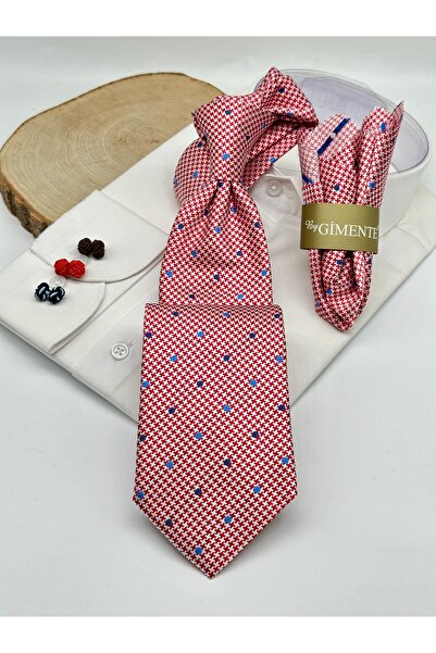 Gutiero Classic Tie with Red Polka Dot Handkerchief