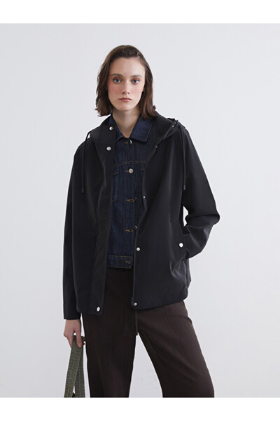 LC Waikiki Shining Store's Glittering Choices Hooded Loose-Fit Women's Leathe...