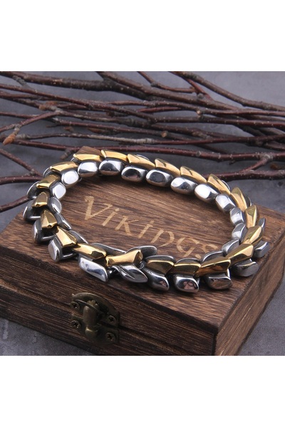 Viking Ouroboros Ejderha Dragon Gotik Motorcu Nordik Parlak Model 316l Saf Çe...