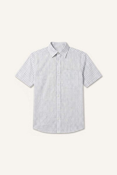 DeFacto Regular Fit Polo Collar Checkered Cotton Short Sleeve Khaki Shirt I17...