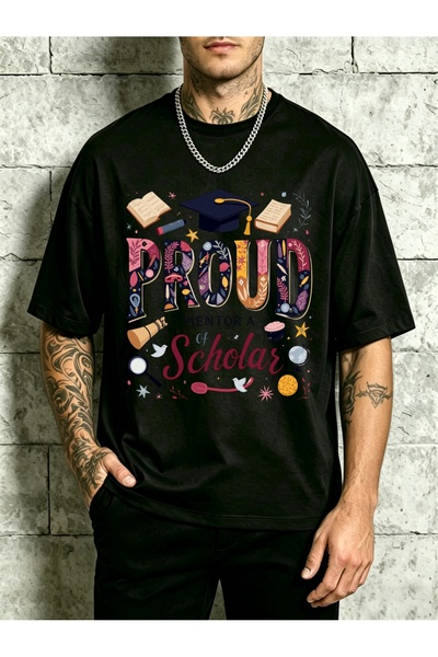 BASEPULSE Casual, Men'S T-Shirt, Proud Mentor of a Scholar, Graduation Celebr...