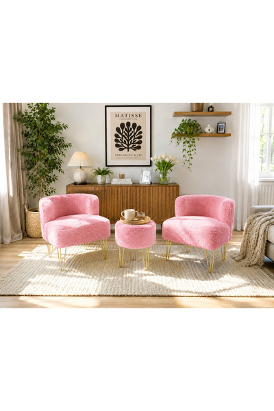 BEYLERBEYİ ÇAY SETİ İKİLİ KOLTUK BERJER VE PUF TAKIMI (SALON, BALKON, OFİS) 3...