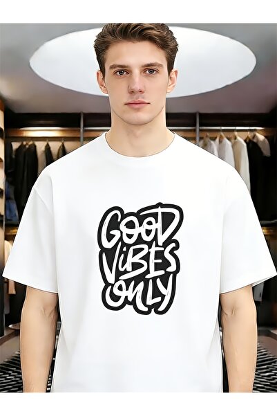 NOURAM Good Vibes Only Graffiti Style Cool Funny Unique Men Pure Cotton Tops ...
