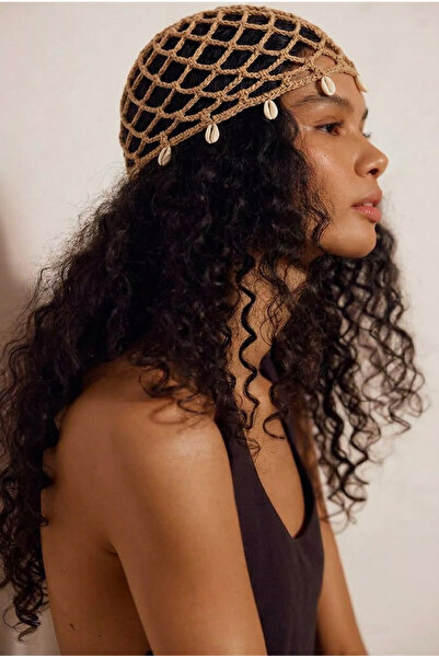 Katia&Bony Women's Sea Shell Knitted Hair Cap Camel