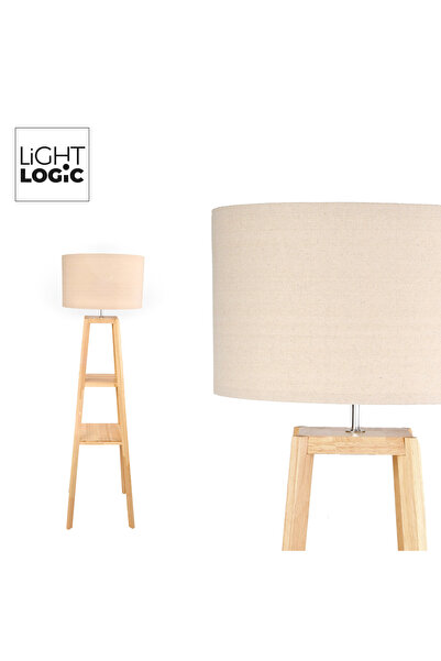 LightLogic Lampă de podea LL SELDAR FL E27, cu rafturi integrate, abajur text...