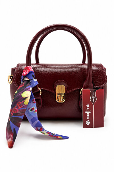 Sellini Eve Flor Burgundy Women's Hand and Shoulder Bag with Lock Mechanism S...