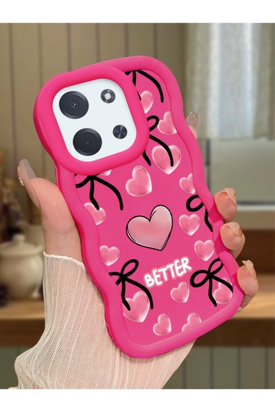 Hontinga Poco C85 Compatible Case Camera Protector Red Silicone Couple Phone ...