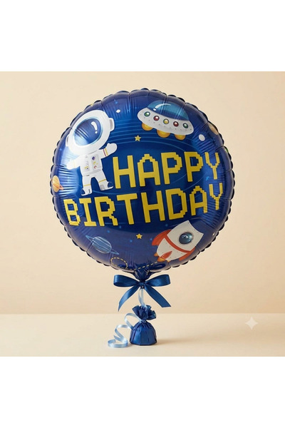 Parti Dükkanı Uzay Temalı Happy Birthday Folyo Balon 18 İnç Astronot Roket Ge...