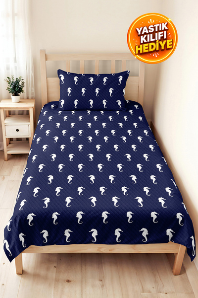 Evimde Bambaşka Denizatı Navy Blue Youth Room Single Pique Set - Marine White...