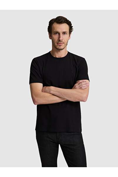 Cacharel Black Regular Fit Cotton Blend Crew Neck T-Shirt 50324374-Vr046