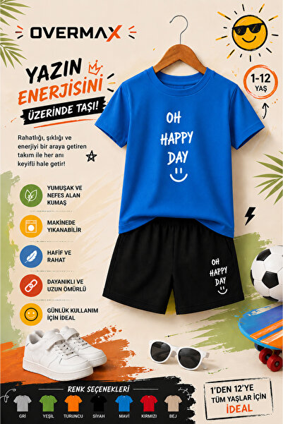 OVERMAX Oh Happy Day Printed Children's Set – T-Shirt & Shorts 2-Piece Combin...