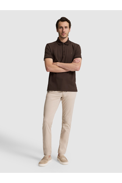 Cacharel Beige Slim Fit Cotton Blend Canvas Trousers 50328226-Vr011