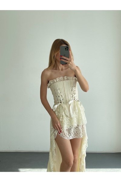Friday Mood Romantic Lace Strapless Corset Bustier