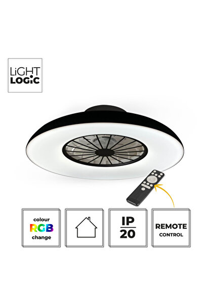 LightLogic Plafonieră LED cu ventilator LL VIRIC, CCT + RGB, telecomandă, Ø60...