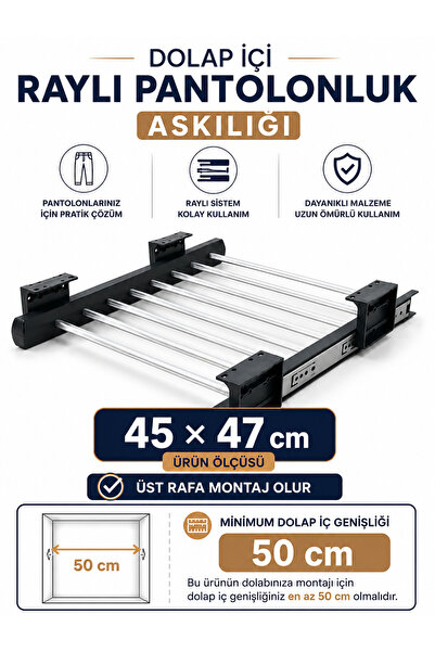 ShopyTime Dolap İçi Raylı Pantolon Askılığı Organizeri Gardırop Düzenleyici