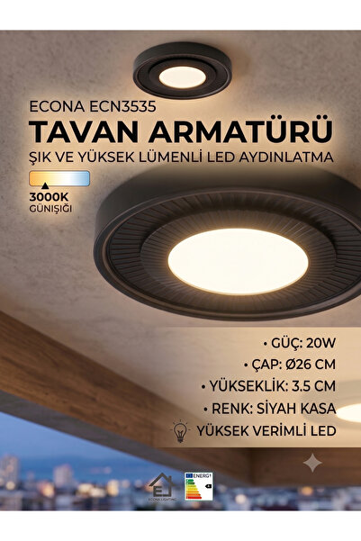 ECONA GÜNIŞIĞI-3000K Aydınlatma Glop Armatürü Led Avize Aplik Balkon Banyo Ko...