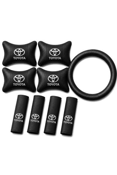 mutlu oto aksesuar Toyota Nakışlı 9 Parça Oto Konfor Seti – 4 Boyun Yastığı +...