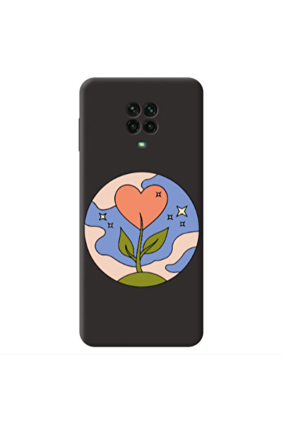 Other Xiaomi Redmi Note 9 Pro Hearted Flower Black Colored Silicone TPU Θήκη