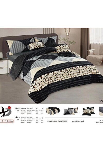 Xido Nefirn 6-Piece Winter Fur Comforter - Soft and Luxurious with a Modern D...
