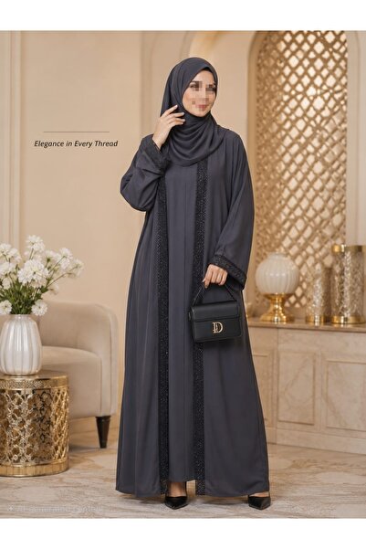 Genrice Premium 3-Piece Open Front Abaya Set with Inner Dress & Matching Hija...