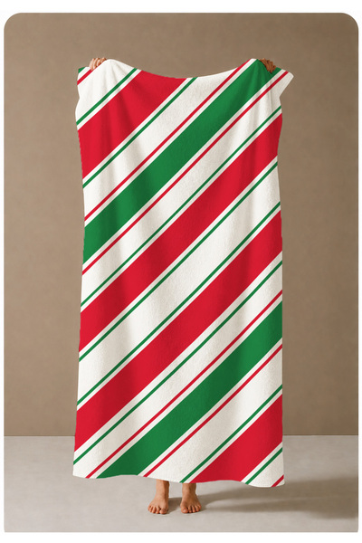 milroma Red Green Cross Stripe Patterned 70X150 Beach Towel