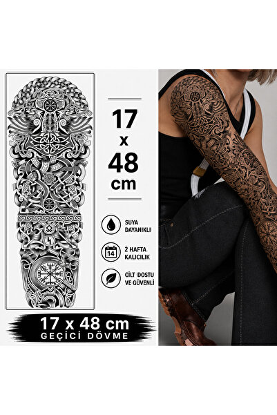medink tattoo 2 Hafta kalıcı Viking, İskandinav mitolojisi Tam Kol Kaplama Ge...