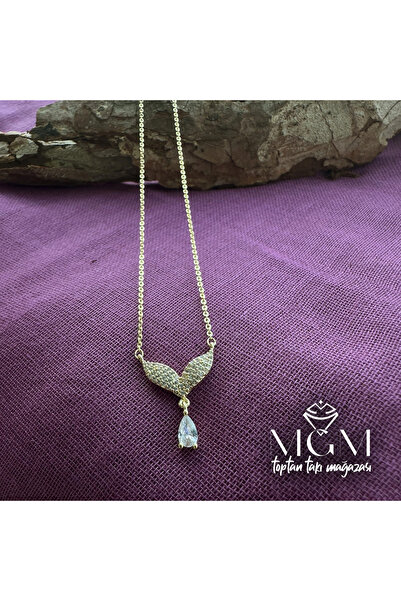 Inure Jewelry Zircon Water Drop Stone Wing Necklace - Kl0015-B