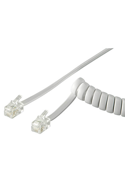 goobay καλώδιο τηλεφώνου 50246, spiral, RJ10 4P4C, CCA, 2m, λευκό