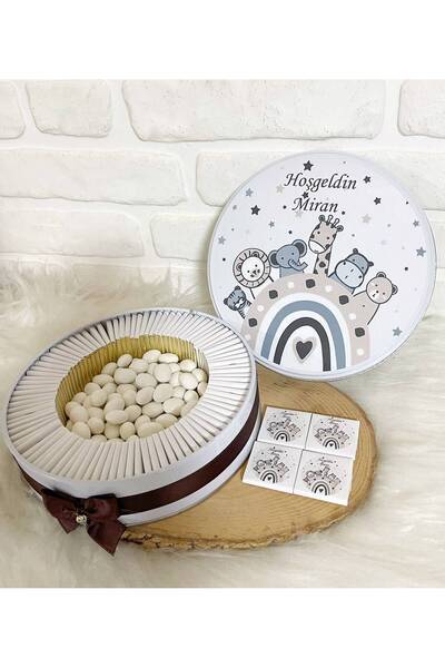 Sweet Story 150 Adet+200 Gr Draje Gökkuşağında Safari Temalı İsme Özel Hoşgel...
