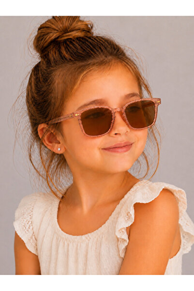 Generic Brand Uv400 Protection Glittery Clear Pink Girls Sunglasses Round Mod...