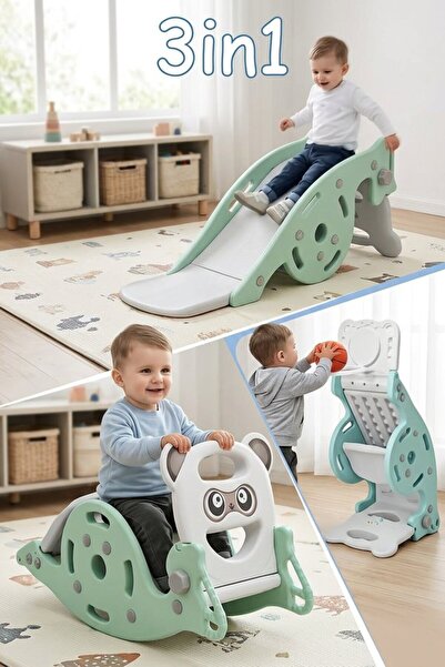 Generic 1Pc Hdpe 3 In 1 Toddler Slide Rocker Basketball Stand Indoor Outdoor ...