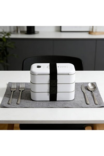 Arabest 1800ml Double-Layer Lunch Box,Portable Meal Prep Container,White,for ...