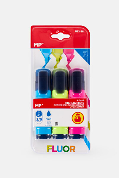 Main Paper 3 Pcs Fluorescent Markers 2,5mm, Multicolor